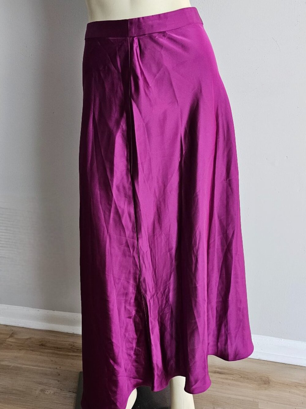 Ralph Lauren Magenta Satin Midi Skirt